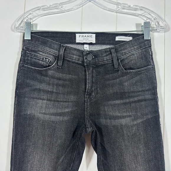 Frame Womens Sz 25 Le Skinny De Jeanne Stretch Black Dark Wash Denim Jeans - Picture 2 of 12